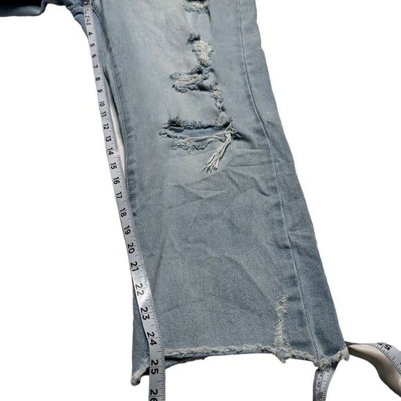 Kancan Sierra High Rise Straight Leg Distressed Jeans Women 15/31 Lightwash Blue - Picture 10 of 11